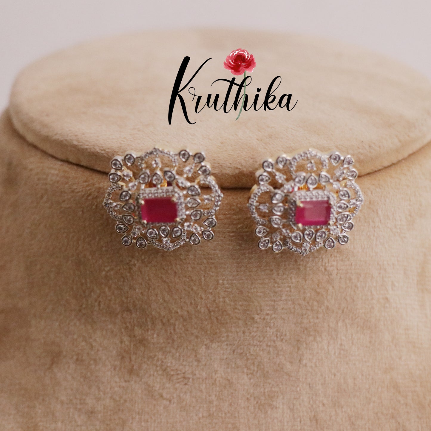 Classic CZ Sparkling Ear Studs E623 (Available in 2 Colours)