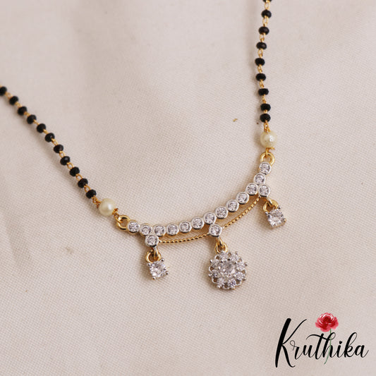 Simple Floral AD Mangalsutra With Earrings Set NC2910