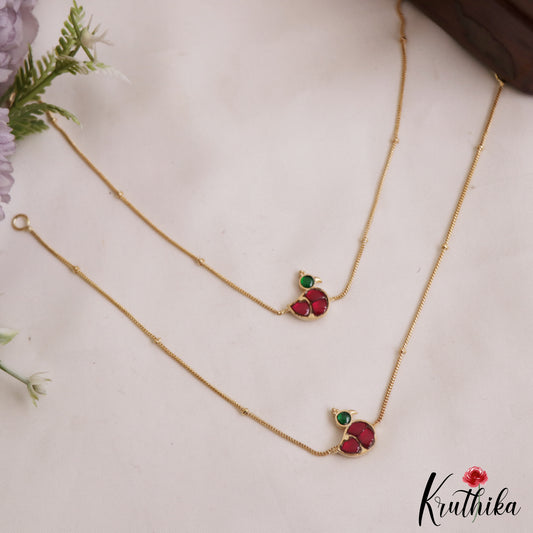 Pretty Peacock Motifs Gold-Tone Jadau Anklets A60