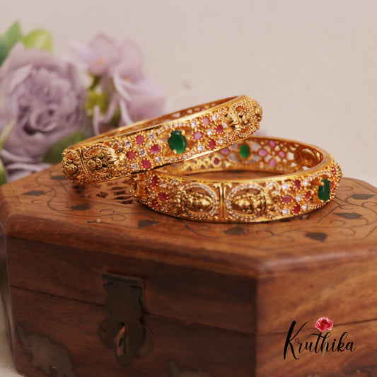 Gorgeous Antique Lakshmi Motifs Bangles B418 (Set Of 2)