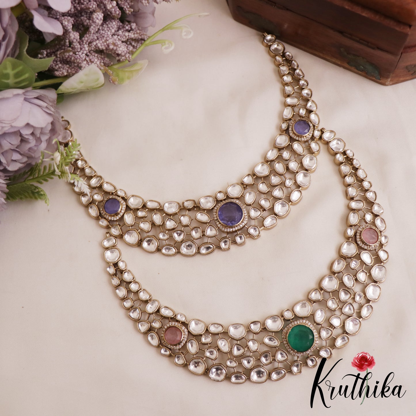 Gorgeous Geometric Motifs Mossanaite Choker NC2837 (Available In 2 colors)