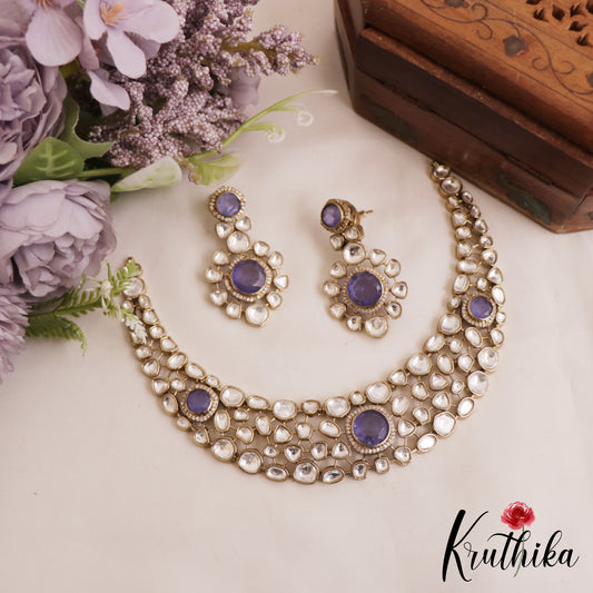 Gorgeous Geometric Motifs Mossanaite Choker NC2837 (Available In 2 colors)