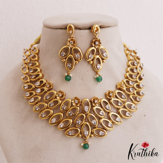 Stunning Diamond-Finish Gold-Tone AD Choker NC2759