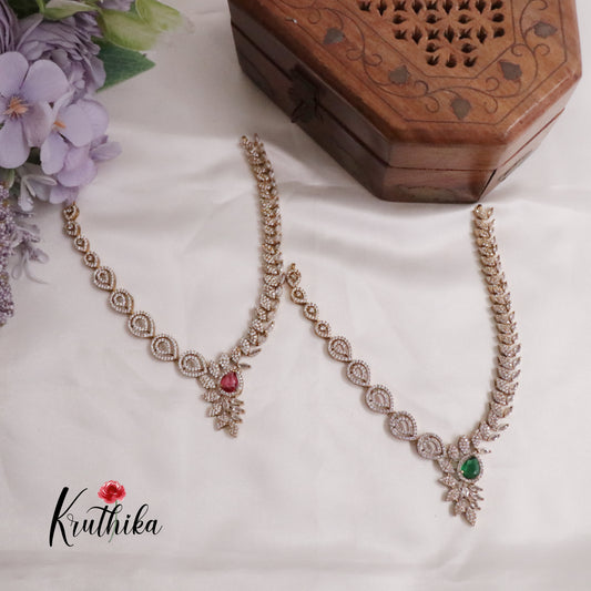 Elegant CZ Floral Drop Necklace Set NC2234 (Available in 2 Colours)