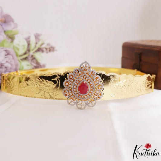 Sparkling Teardrop Motifs CZ Victorian Hip Belt V397 (Available In 2 Colors)