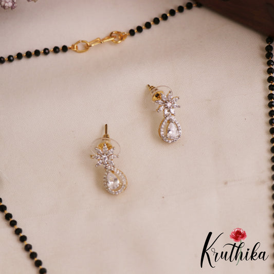Simple Floral AD Mangalsutra with Earrings Set NC2906