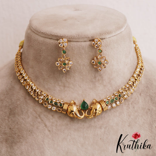 Trendy Elephant Motifs AD Choker NC2827 (Available In 2 Colors)
