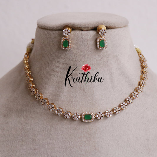 Simple CZ Sparking Victorian Necklace Sets NC2172 (Available in 3 Colours)