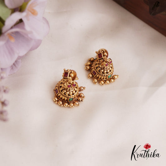 Beautiful Antique Mango Motifs Jadau Jhumka E997 (Available In 2 Colors)