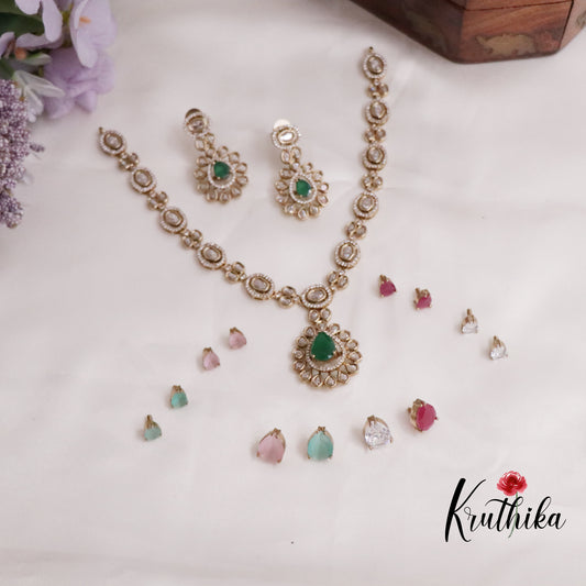 Trendy CZ Changeable Stones Necklace NC2249