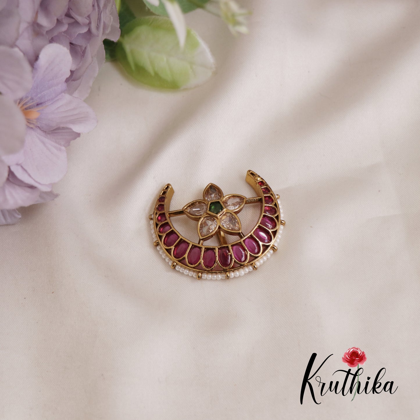 Beautiful Floral Chandra Surya Kemp Hair Ornaments J326