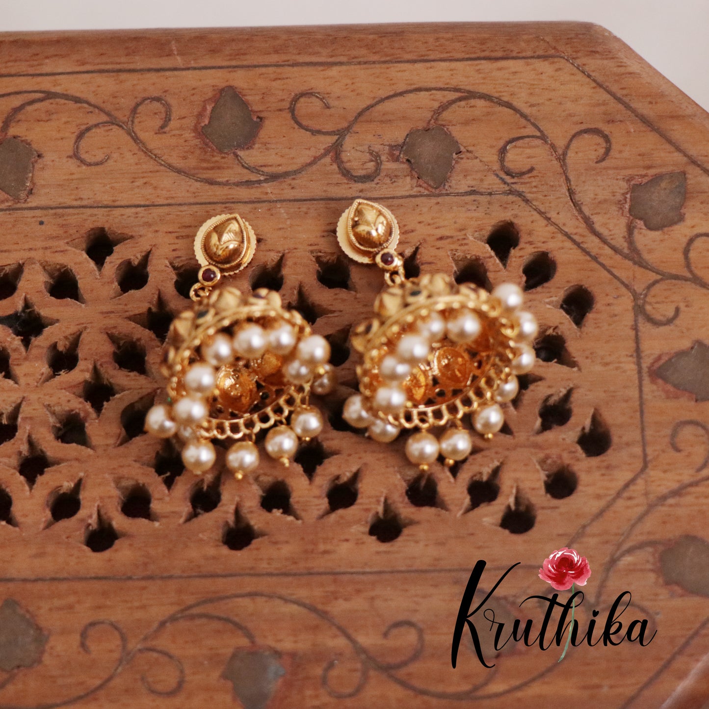 Simple and Elegant Pearl Drop Jhumka Earrings E682