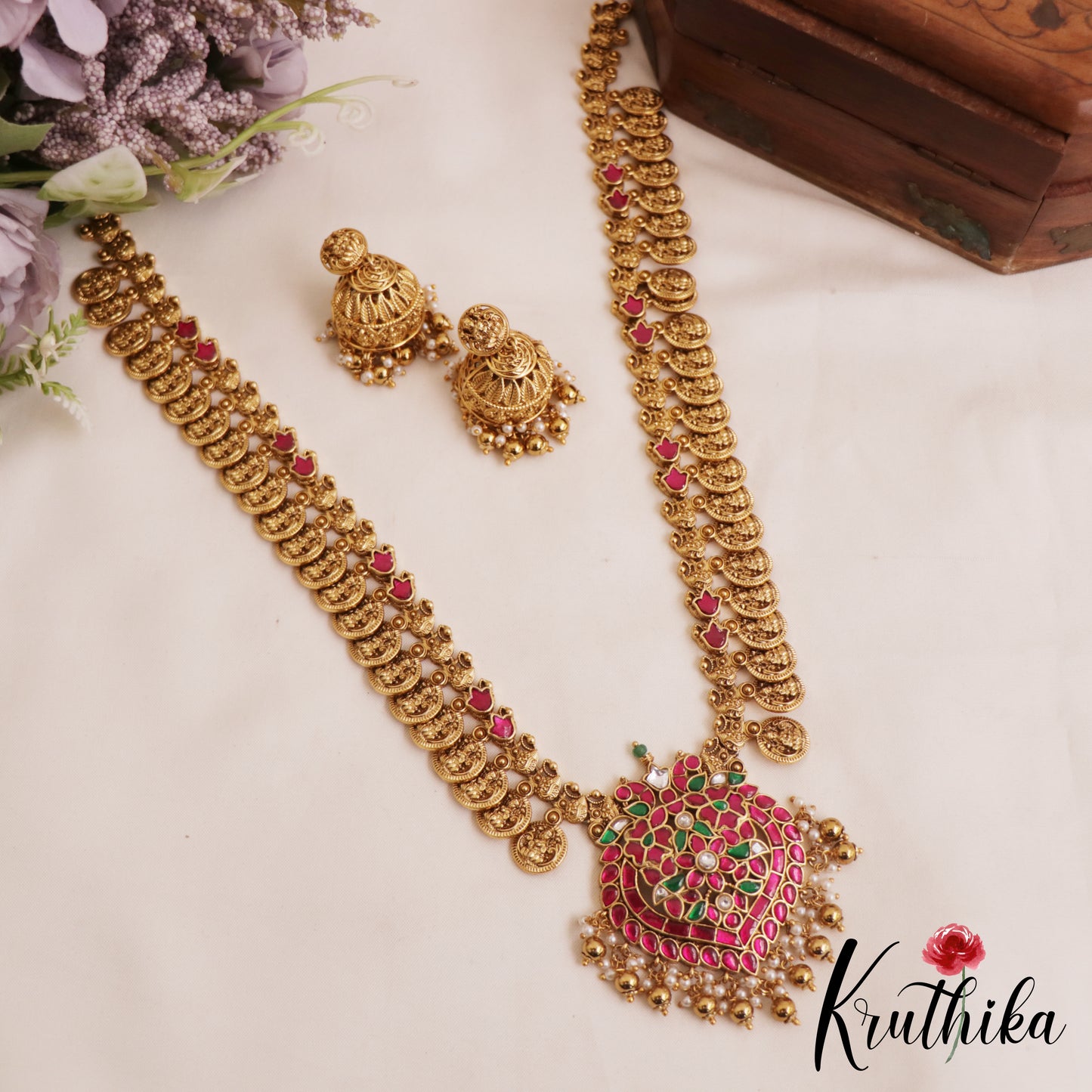 Stunning Antique Lakshmi Peacock Motifs Jadau Haaram LH2077