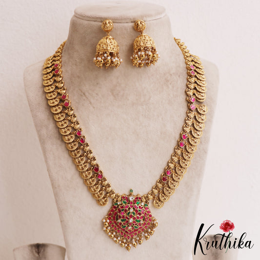 Stunning Antique Lakshmi Peacock Motifs Jadau Haaram LH2077
