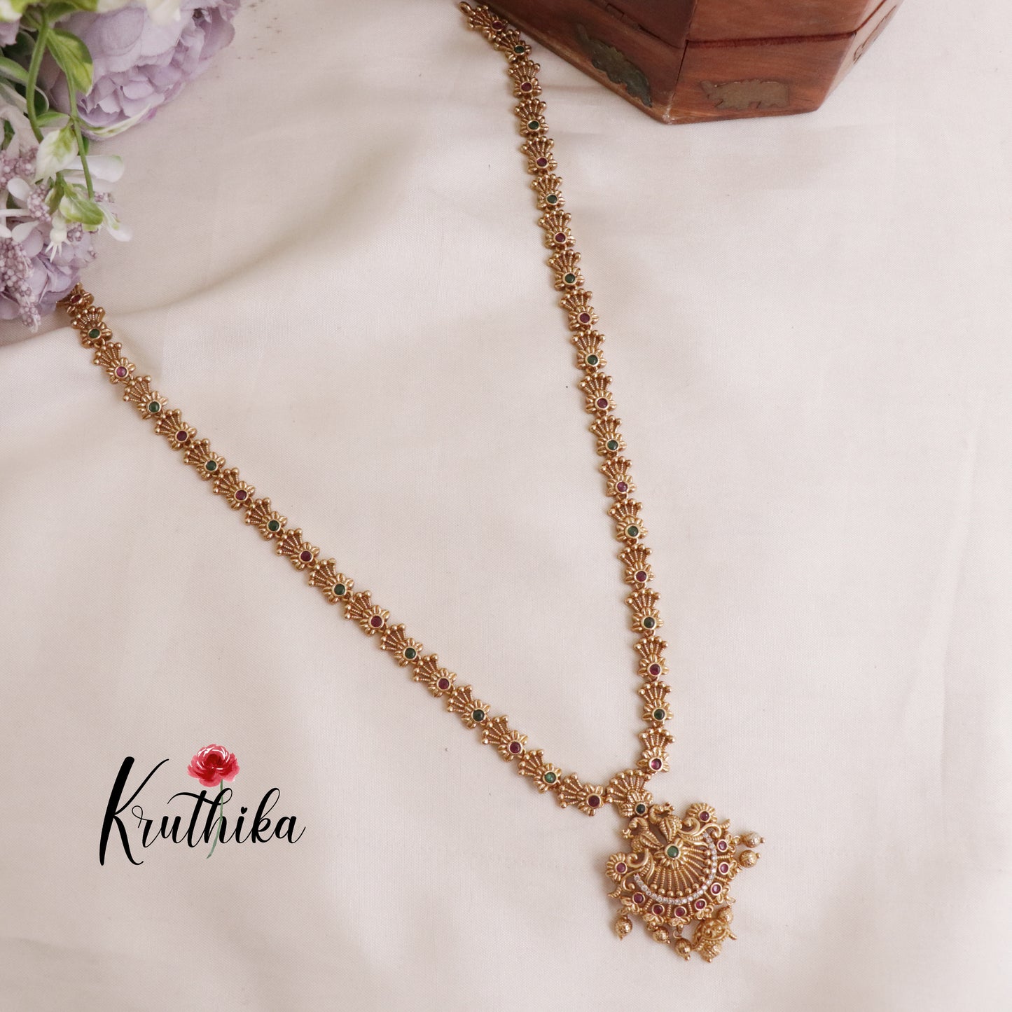 Simple Peacock Design Multi Stone Necklace NC2065