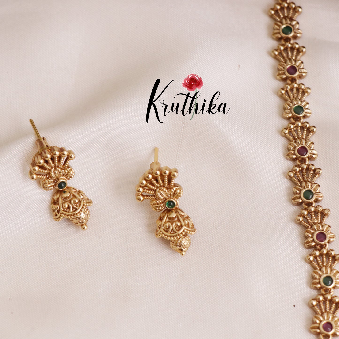 Simple Peacock Design Multi Stone Necklace NC2065