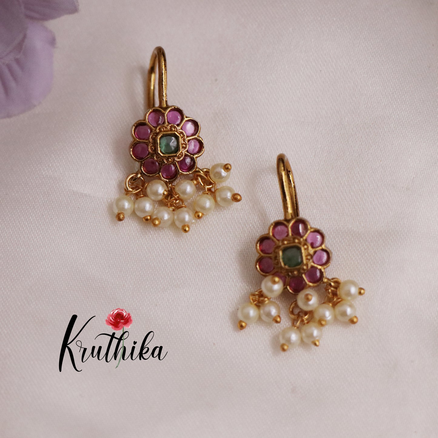 Beautiful Floral Earcuffs | upper earrings | Bugadi Earrings E662