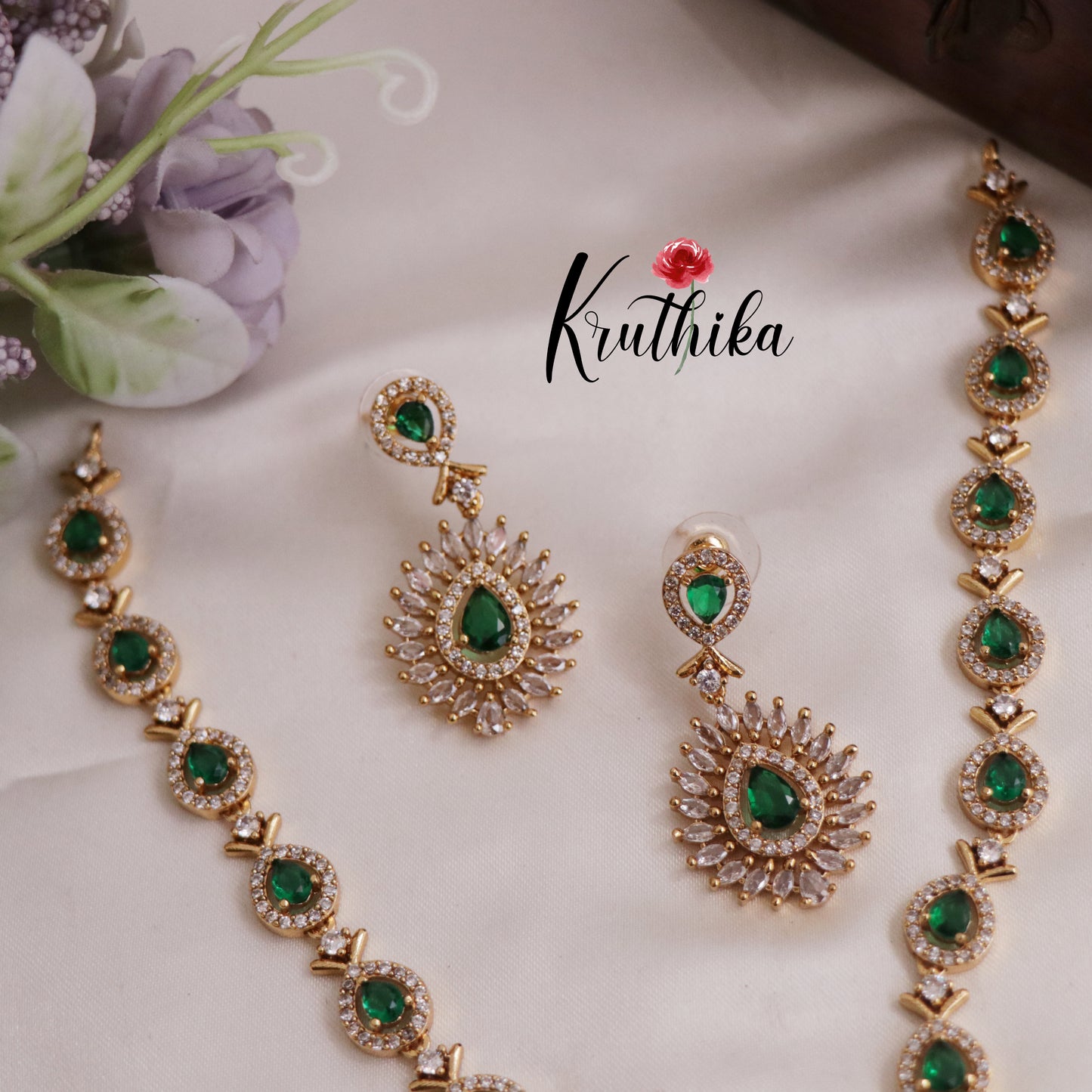 Sparkling CZ Teardrop Necklace NC2545 (Available In 3 Colors)