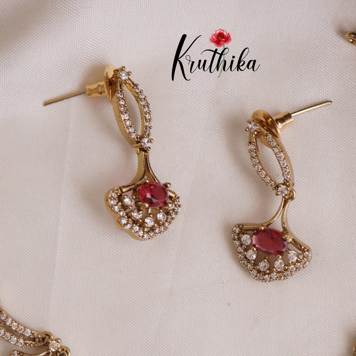 Simple American Diamond Drop Pendants Necklace Set NC1991 (Available in 2 Colours)