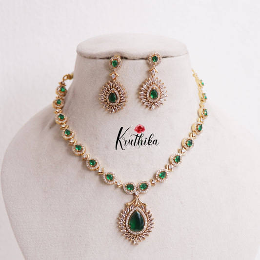 Sparkling CZ Teardrop Necklace NC2545 (Available In 3 Colors)