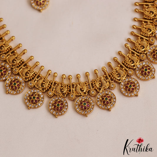 Stunning Antique Peacock Floral Motifs Jadau Choker NC2989