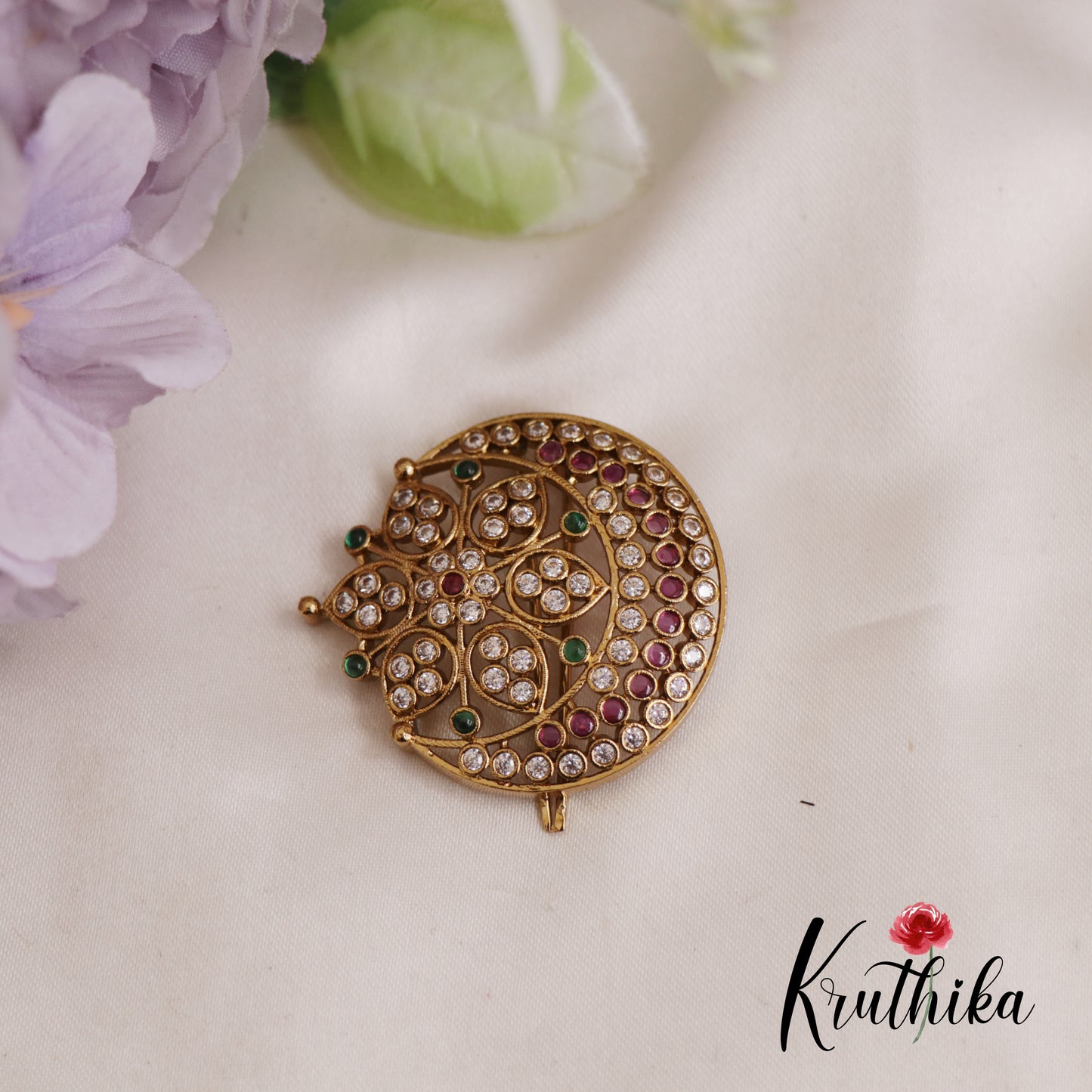 Beautiful Floral Chandra Surya Kemp Hair Ornaments J307