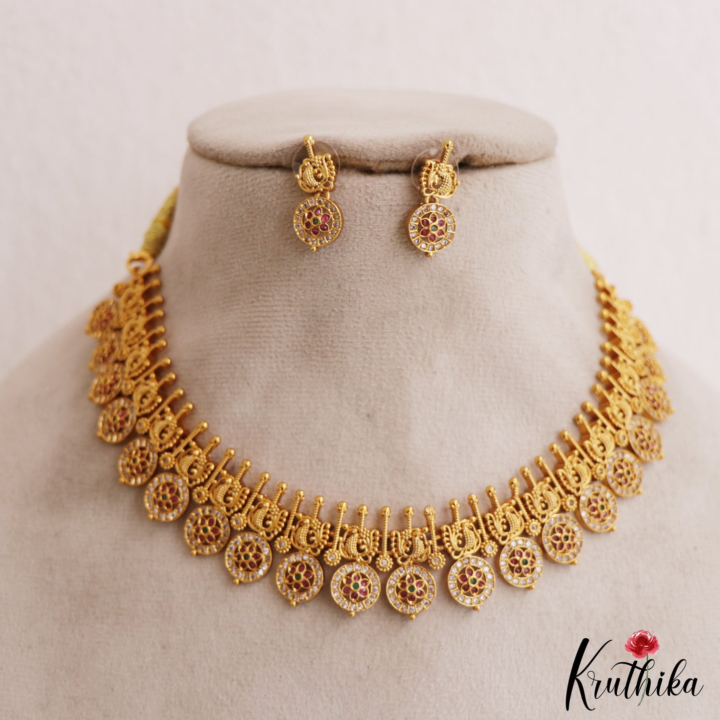 Stunning Antique Peacock Floral Motifs Jadau Choker NC2989
