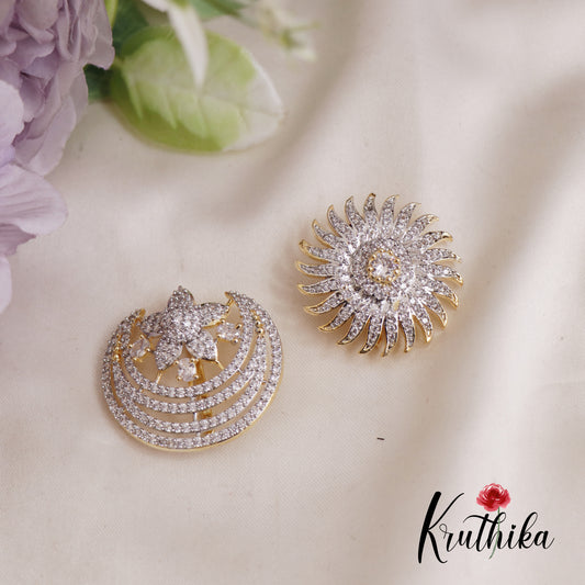 Sparkling AD Floral Chandra Surya Hair Ornaments J306