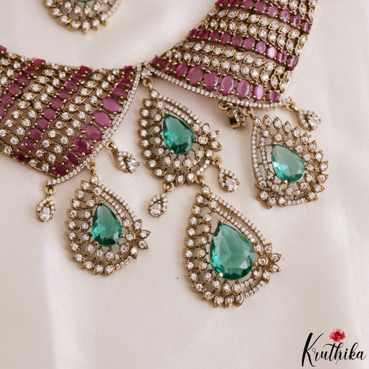 Stunning Teardrop Motifs CZ Victorian Necklace NC3226