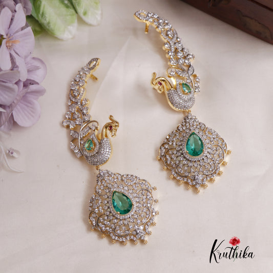 Premium AD Sparkling Peacock Teardrop Earcuff E789