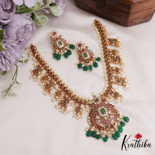 Premium Peacock Kemp Guttapoosalu Necklace NC2546