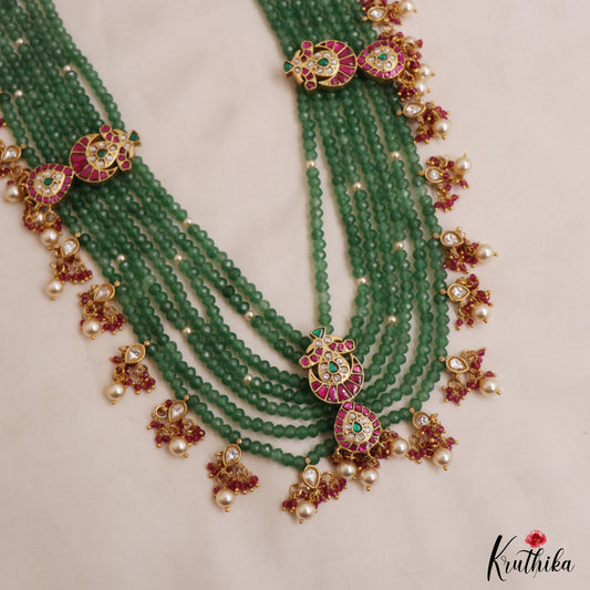 Stunning Multi Layered Crystal Jadau Haaram With Teardrop Accents LH2119