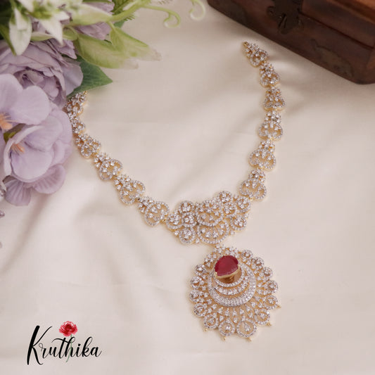 Gorgeous CZ Floral Changeable Stones Victorian Necklace NC2282