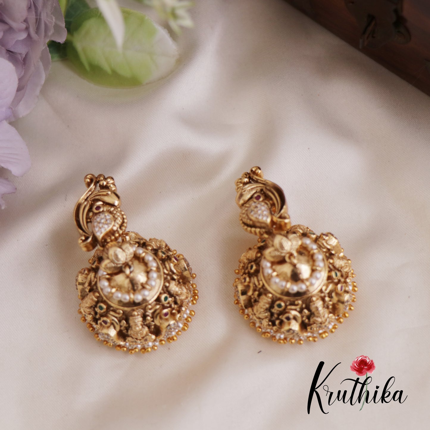 Stunning Antique Peacock Motifs Jhumka Earrings E862