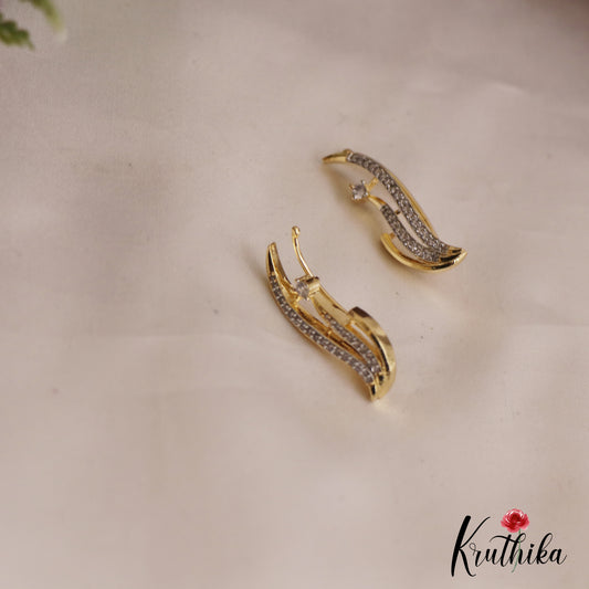 Classic Leaf Motifs AD Stones Ear Climbers E934