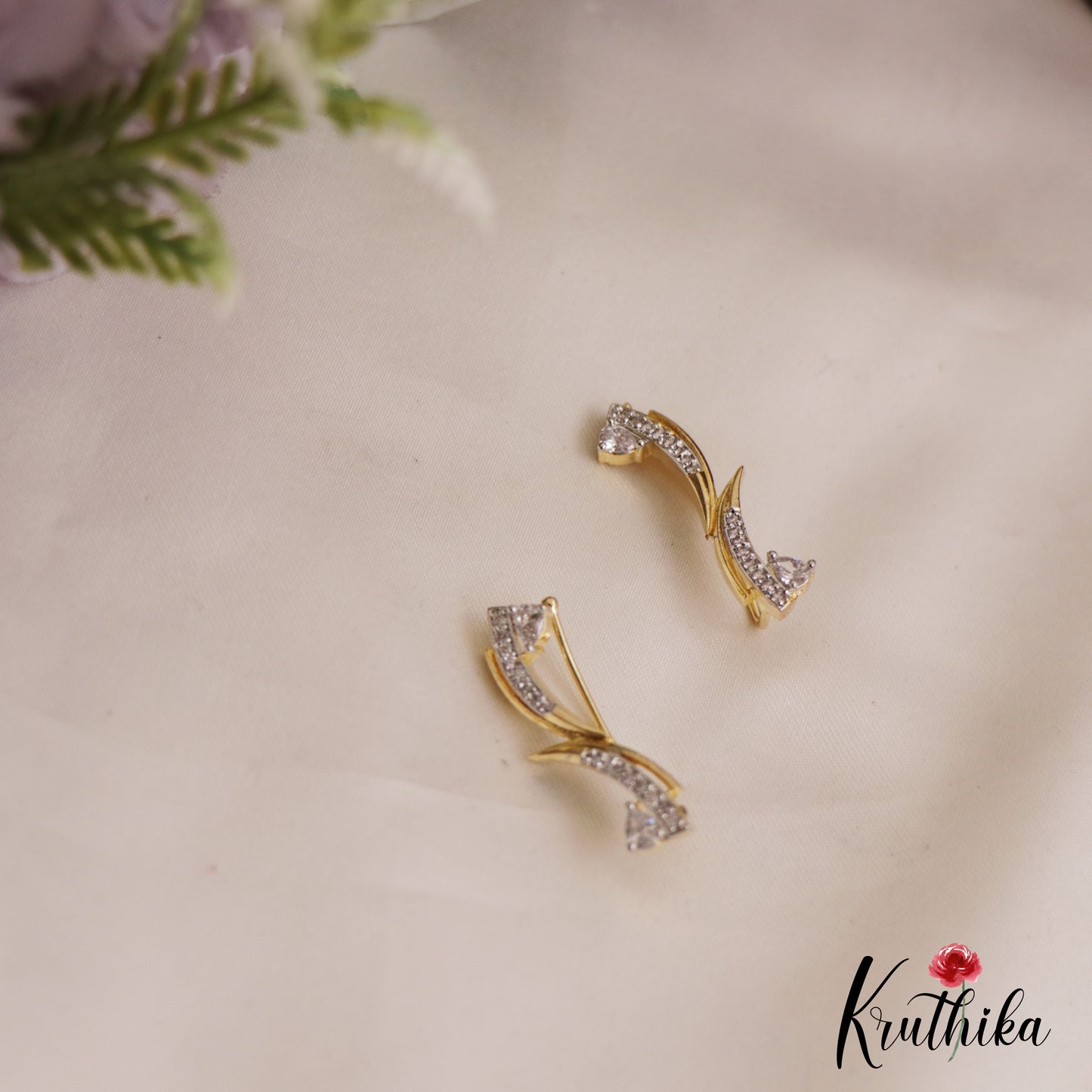 Elegant Teadrop AD Stones Ear Climbers E930