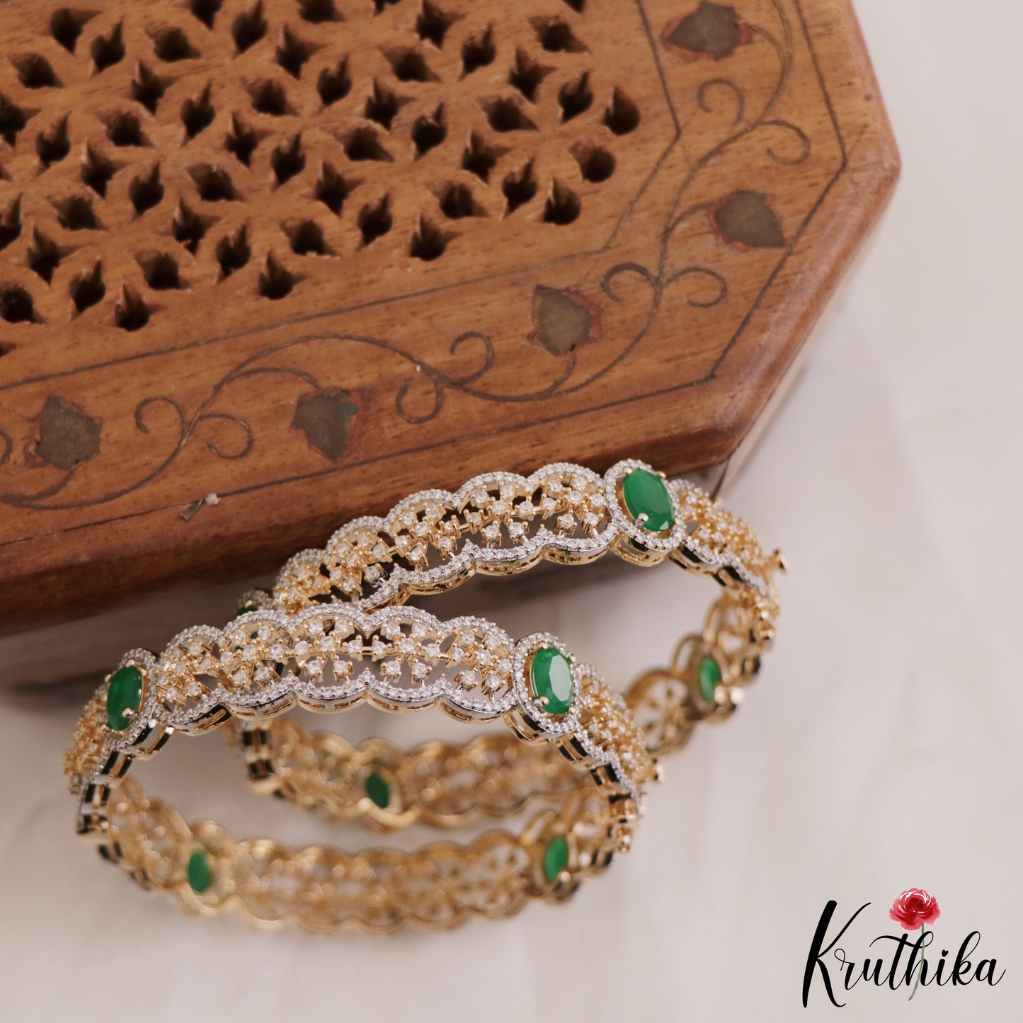 Beautiful Trendy AD Stone Bangles Openable B403 (Set Of 2 Bangles)