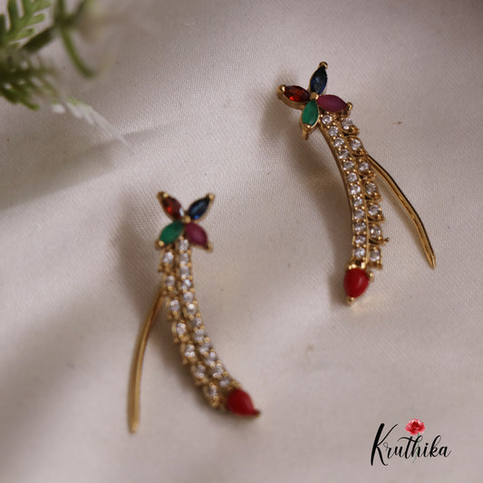 Beautiful Kemp Stone Floral Ear Climbers E790 (Available In 3 Colours)