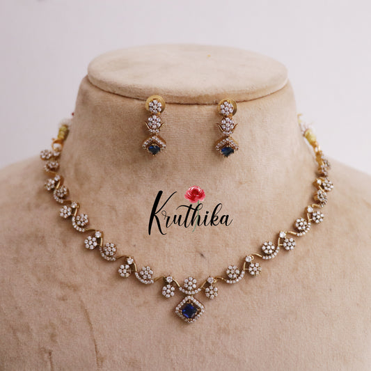 Trendy AD Floral Necklace Set NC2230 (Available in 4 Colours)