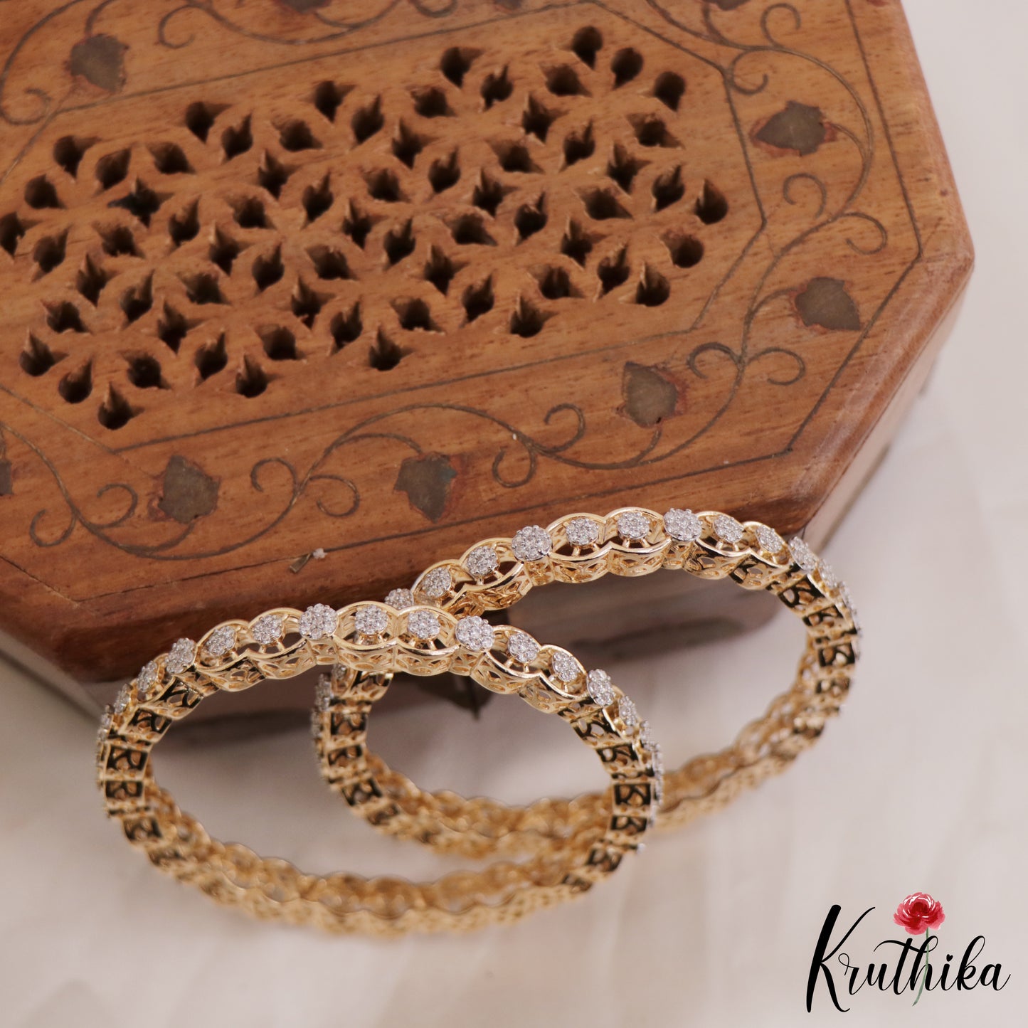 Classic Geometric AD Sparkling Bangles B404 (Set of 2 Bangles)