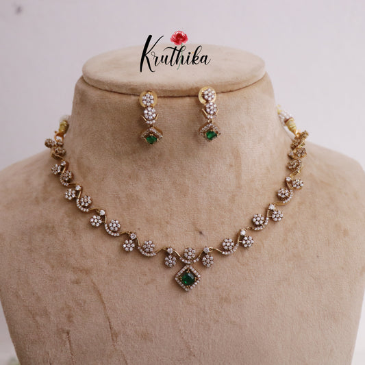 Trendy AD Floral Necklace Set NC2230 (Available in 4 Colours)