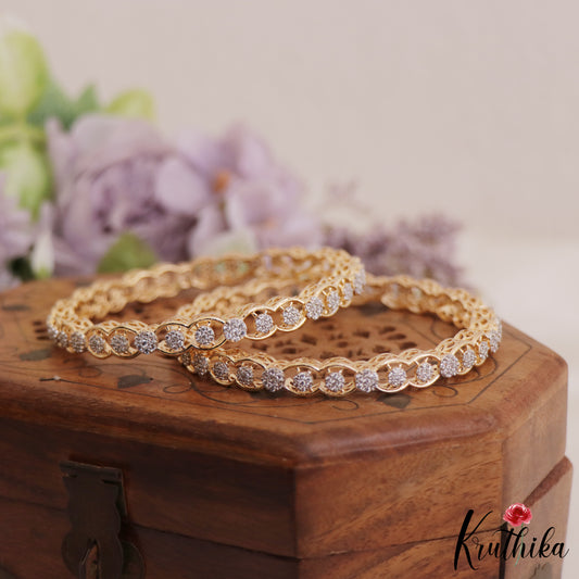 Classic Geometric AD Sparkling Bangles B404 (Set of 2 Bangles)