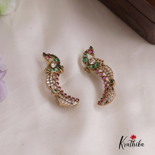 Elegant Kemp Stone Peacock Ear Cimbers E784
