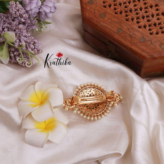 Trendy CZ AD Multi Stone Hair Clip J177