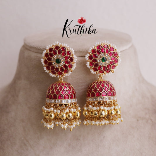 Premium Jadau Jhumkas E479 (Available in 2 Colours)