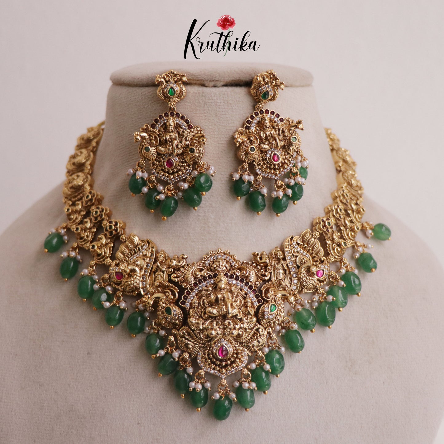 Premium Lakshmi Jadau Necklace NC1945 (Available in 2 Colours)