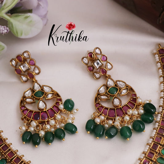 Traditional Kemp Square Teardrop Motifs Guttapoosalu Necklace NC2550