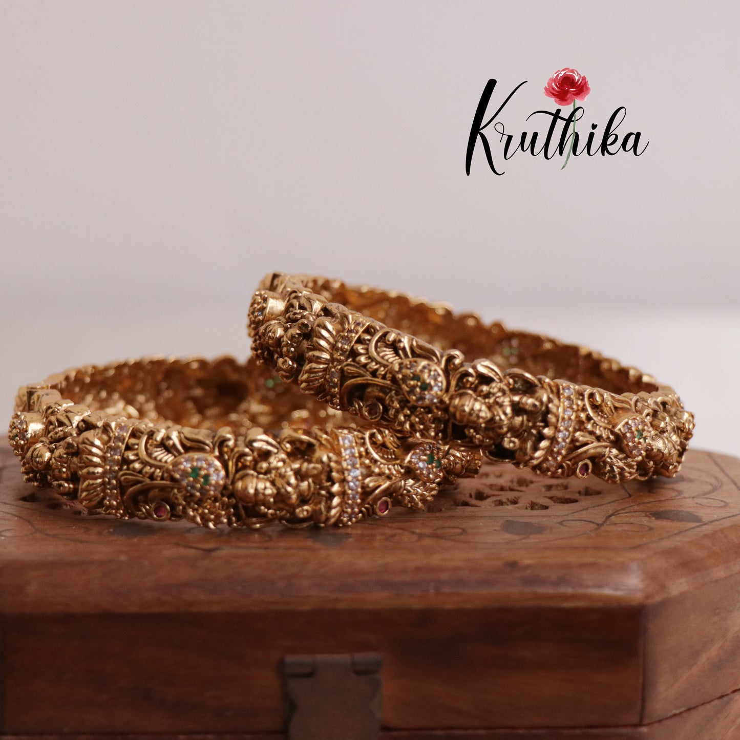 Beautiful AD Temple Kada bangles B177
