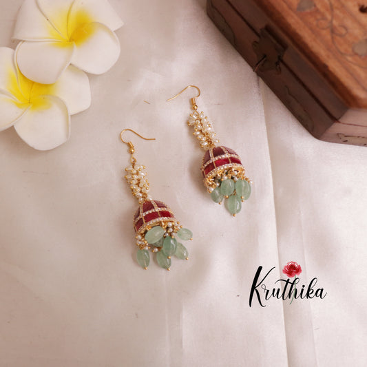 Pretty jadau dangler jumkas E478(2 color options)