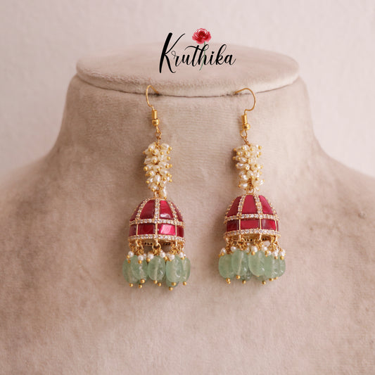 Pretty jadau dangler jumkas E478(2 color options)